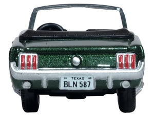 1965 Ford Mustang Convertible Ivy Green Metallic 1/87 (HO) Scale Diecast Model Car by Oxford Diecast — Echo Six Hobbies, view 4