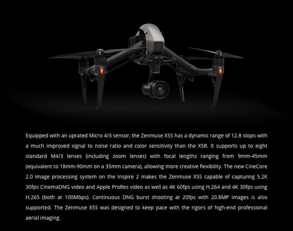 Echo Six Hobbies DJI Zenmuse X5S - 5.2K/4K Video - Inspire 2