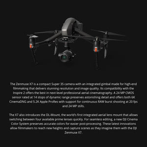 Echo Six Hobbies DJI Inspire 2 Advanced Combo with Zenmuse X7, Apple ProRes, CinemaDNG Licenses (NO BATTERIES)