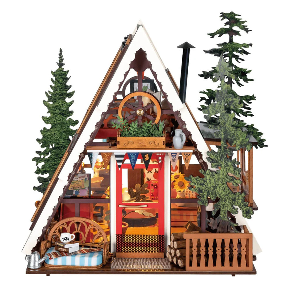 Echo Six Hobbies. Rolife A-Frame Cabin DIY Miniature House DG181, image 1.
