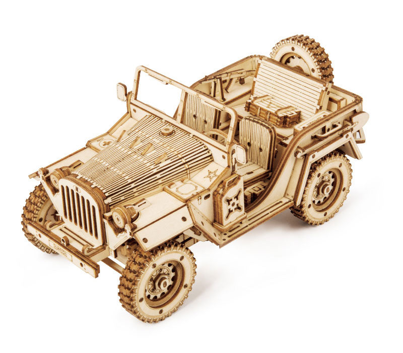 Echo Six Hobbies - ROKR Army Jeep Scale Model 3D Wooden Puzzle (ROEMC701), image 1