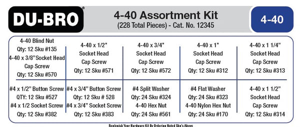 Echo Six Hobbies - Dubro 4-40 Hardware Assortment Kit, 228pcs