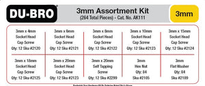 Echo Six Hobbies - Dubro 3mm Hardware Assortment Kit, 264pcs