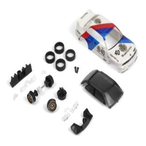 Echo Six Hobbies painted 1987 BMW M3 E30 Warsteiner nano-TTR replacement body set with matching wheels and tires