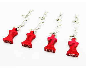 Echo Six Hobbies. Hot Racing 1/10 Red Aluminum EZ Pulls 4, Body Clips 8