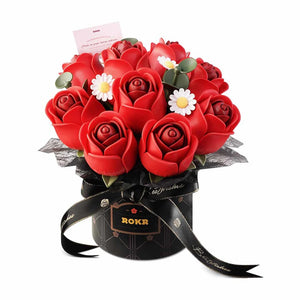 Echo Six Hobbies ROKR Red Rose Bouquet DIY 3D Puzzle, assembled red rose bouquet product image