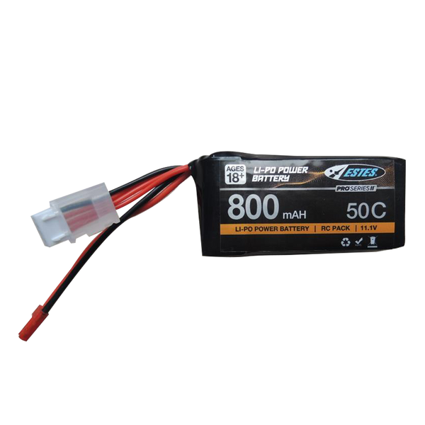 Echo Six Hobbies Estes Rockets - Pro Series II™ Li-Po Power Battery & Charger with 800mAH capacity and 50C discharge, designed for model rockets and STEM educational projects.