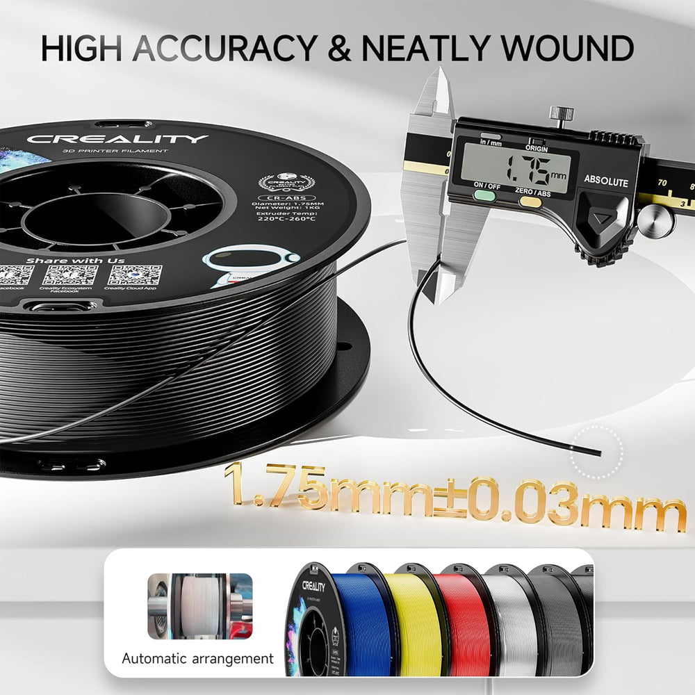 Echo Six Hobbies Creality ABS Filament 1.75mm Black 3D Printer Filaments, 1kg(2.2lbs) – Image 2 | DroneNerds