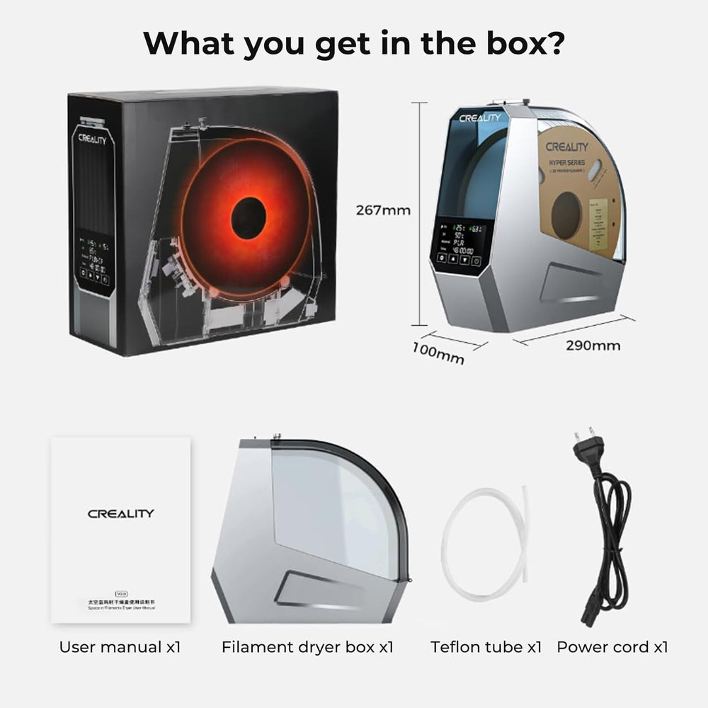 Echo Six Hobbies CREALITY Space Pi Filament Dryer – 360° Hot-Air Circulation, Fast Heating, 3.7'' LCD Touch Screen – Image 2 | DroneNerds