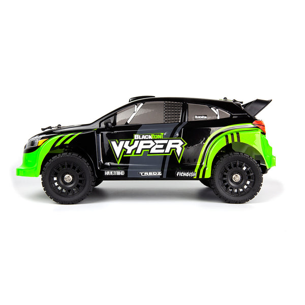 Echo Six Hobbies – BlackZon Vyper RX green and black rally car, side profile