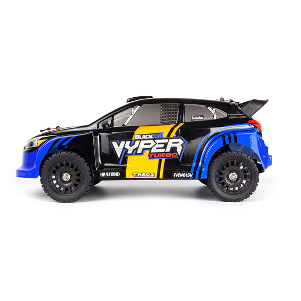 Echo Six Hobbies – BlackZon Vyper RX Turbo blue and orange rally car, side profile