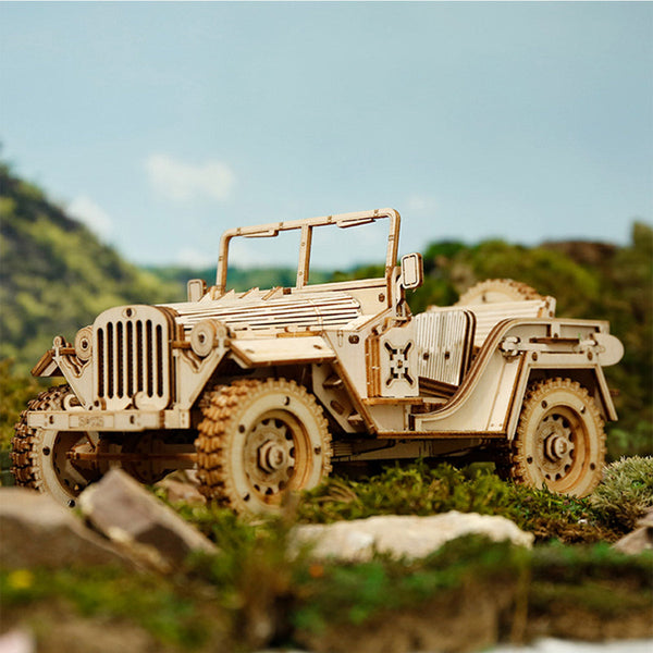 Echo Six Hobbies - ROKR Army Jeep Scale Model 3D Wooden Puzzle (ROEMC701), image 1