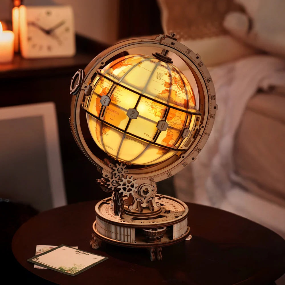 Echo Six Hobbies - ROKR Luminous Globe 3D Wooden Puzzle, Electric Version (ROEST003D), image 1