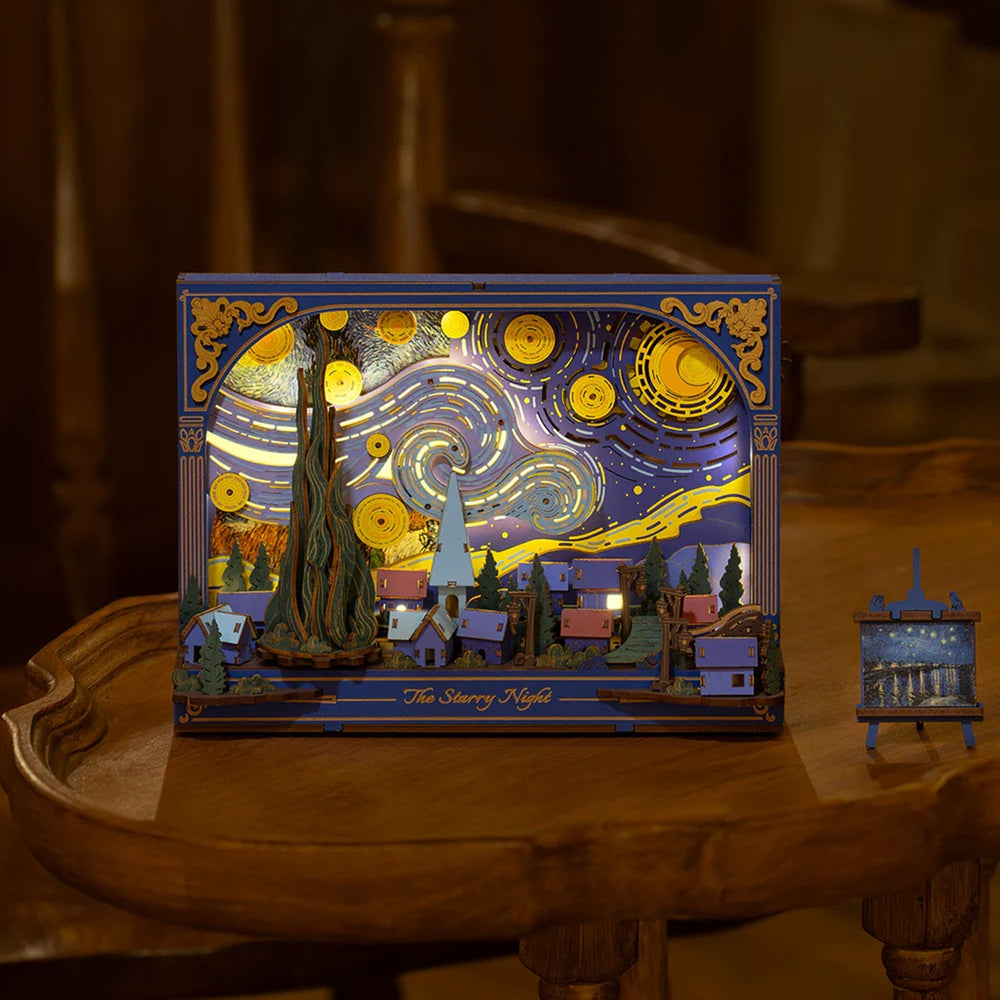 Echo Six Hobbies. Rowood The Starry Night Wall Art 3D Wooden Puzzle TH003, image 1.