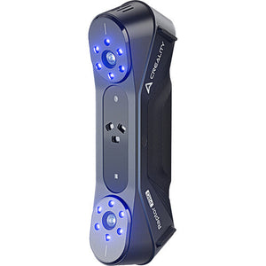 Echo Six Hobbies Creality Raptor Pro 3D scanner front view with blue lights glowing around the two camera lenses