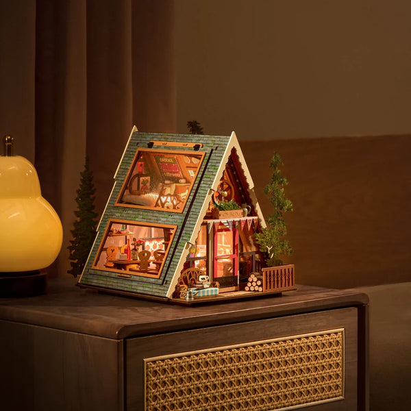 Echo Six Hobbies. Rolife A-Frame Cabin DIY Miniature House DG181, image 3.