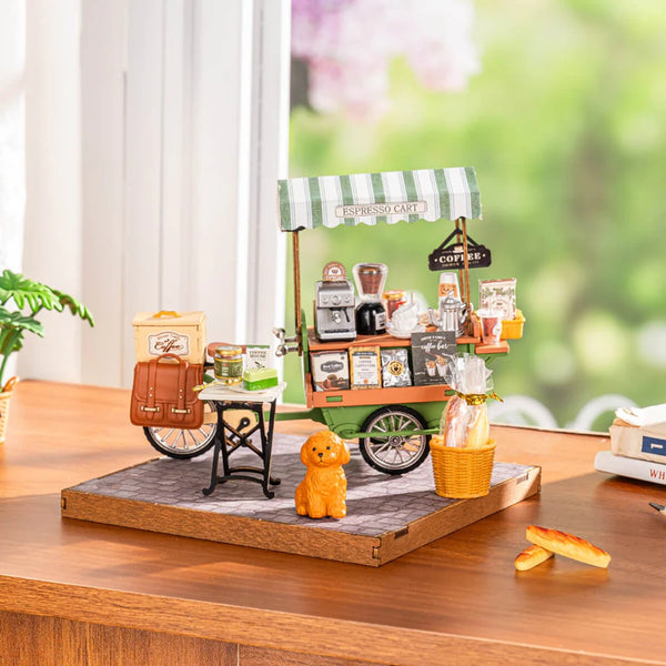 Echo Six Hobbies Robotime Aromatic Coffee Cart DIY Miniature House — DIY Home Decor