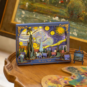 Echo Six Hobbies. Rowood The Starry Night Wall Art 3D Wooden Puzzle TH003, image 3.
