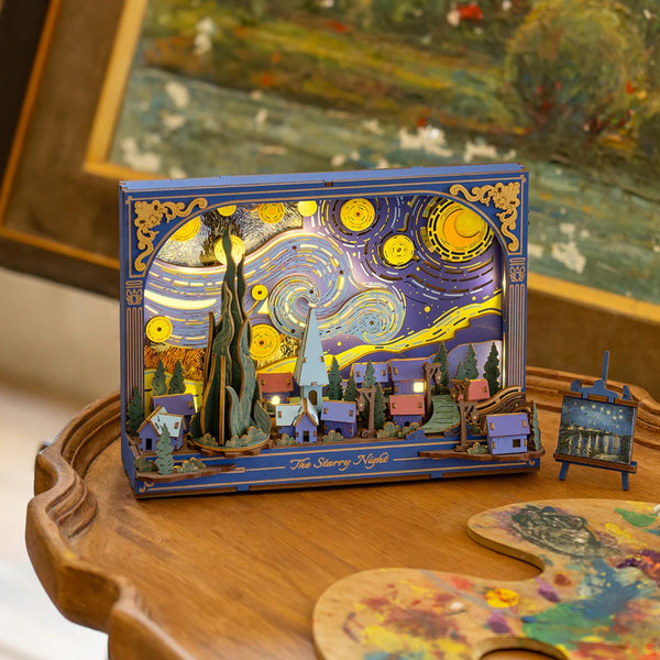 Echo Six Hobbies. Rowood The Starry Night Wall Art 3D Wooden Puzzle TH003, image 3.