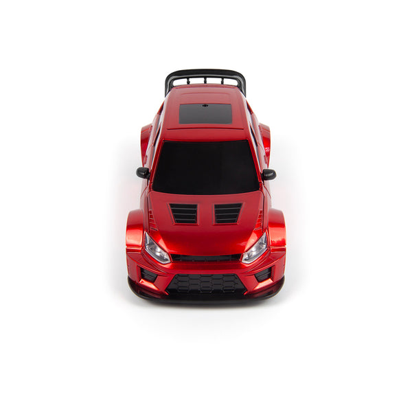 Echo Six Hobbies – BlackZon Myte D red drift car, top and front view