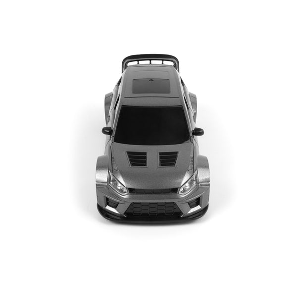 Echo Six Hobbies – BlackZon Myte R grey race car, top and front view