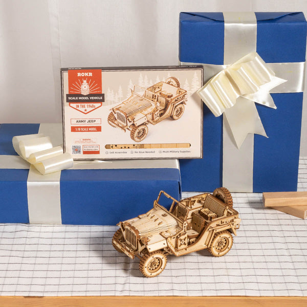 Echo Six Hobbies - ROKR Army Jeep Scale Model 3D Wooden Puzzle (ROEMC701), image 4