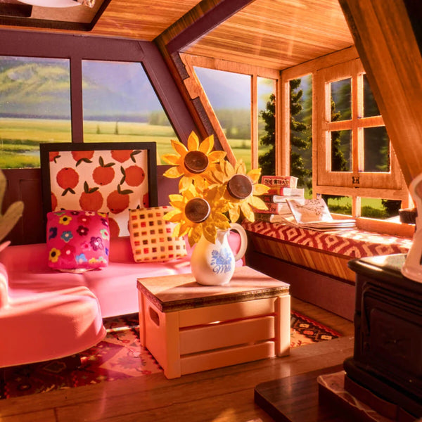 Echo Six Hobbies. Rolife A-Frame Cabin DIY Miniature House DG181, image 5.