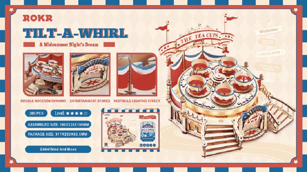 Echo Six Hobbies - ROKR Tilt-A-Whirl DIY Music Box 3D Wooden Puzzle EA04 (ROEEA04), image 5