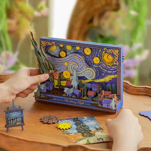 Echo Six Hobbies. Rowood The Starry Night Wall Art 3D Wooden Puzzle TH003, image 5.