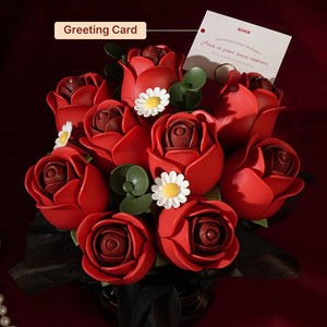 Echo Six Hobbies ROKR Red Rose Bouquet DIY 3D Puzzle, finished rose bouquet in gift box