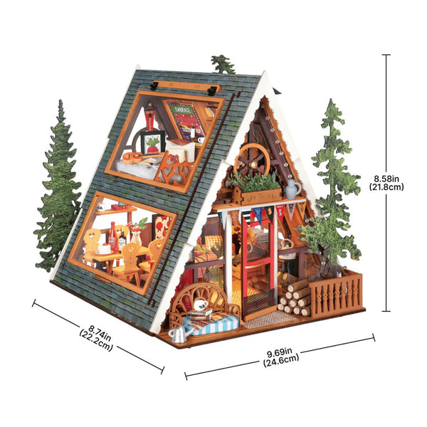 Echo Six Hobbies. Rolife A-Frame Cabin DIY Miniature House DG181, image 6.