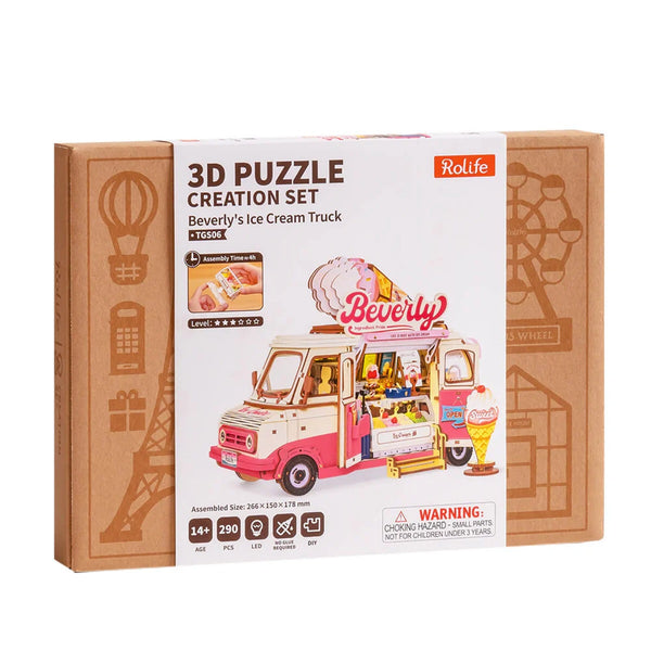 Echo Six Hobbies Robotime Beverly's Ice Cream Truck 3D Wood Puzzle — DIY Mechanical 3D Puzzle