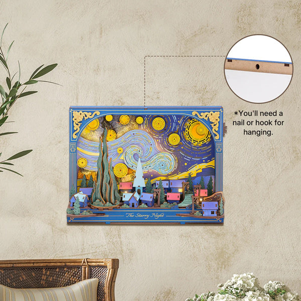 Echo Six Hobbies. Rowood The Starry Night Wall Art 3D Wooden Puzzle TH003, image 6.