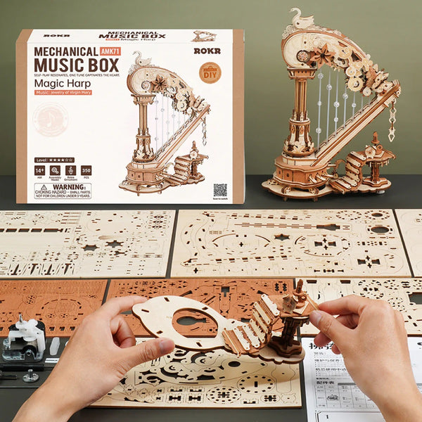 Echo Six Hobbies - ROKR Magic Harp Music Box Wooden 3D Puzzle AMK71 (ROEAMK71), image 7