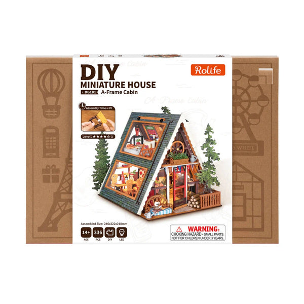 Echo Six Hobbies. Rolife A-Frame Cabin DIY Miniature House DG181, image 7.