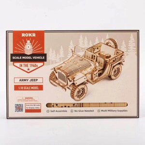 Echo Six Hobbies - ROKR Army Jeep Scale Model 3D Wooden Puzzle (ROEMC701), image 7