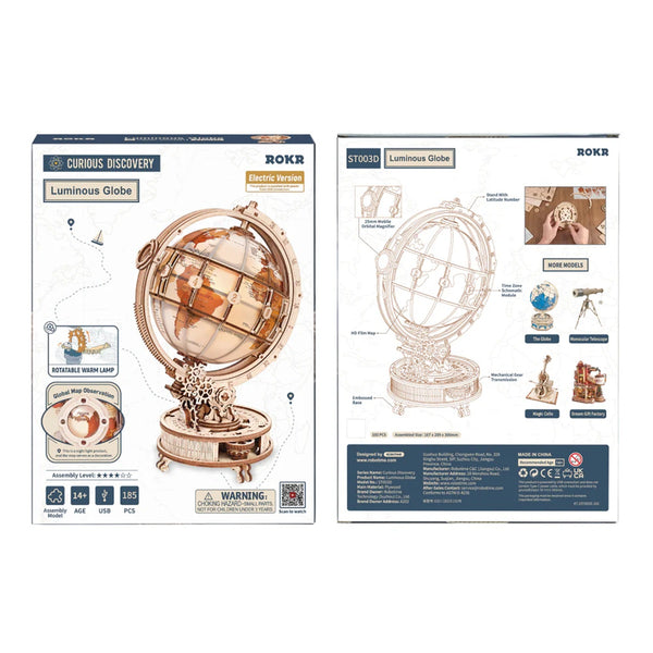 Echo Six Hobbies - ROKR Luminous Globe 3D Wooden Puzzle, Electric Version (ROEST003D), image 8