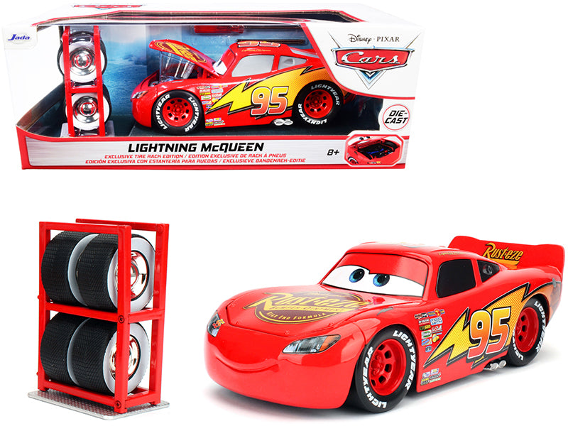 Lightning McQueen #95 Red with Extra Wheels Disney & Pixar "Cars" Movie "Hollywood Rides" Series Diecast Model Car by Jada —