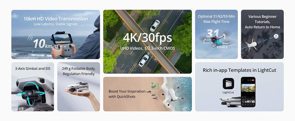 Echo Six Hobbies DJI Mini 4K Fly More Combo Drone Under 249g 31-Min Max Flight Time