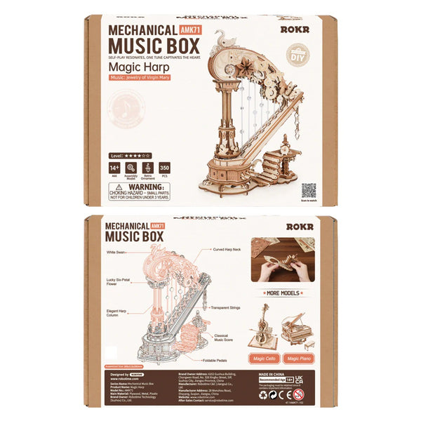 Echo Six Hobbies - ROKR Magic Harp Music Box Wooden 3D Puzzle AMK71 (ROEAMK71), image 9