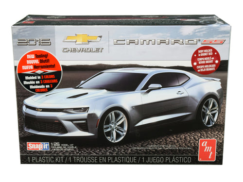 Boxed model kit of a 2016 Chevrolet Camaro SS on a white background