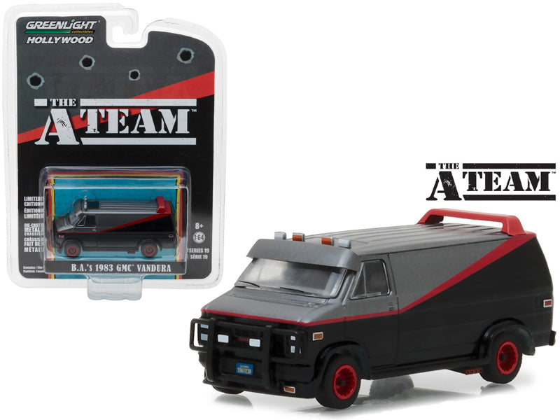Model van from 'The A-Team' series in packaging on a white background