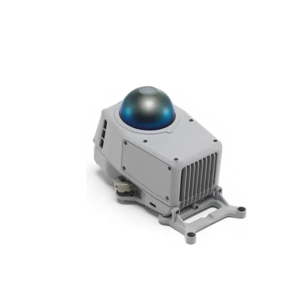 Gray electronic device with a blue component on a white background