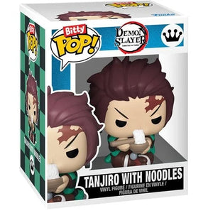 Funko Pop! vinyl figure of Tanjiro with Noodles from Demon Slayer, shown in its original window box packaging.