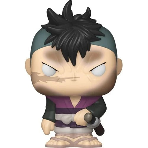 Funko Pop! vinyl figure of an animated character with black spiky hair and a purple outfit on a white background