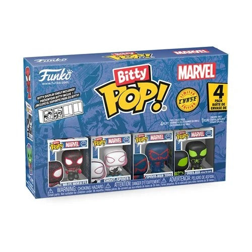 Echo Six Hobbies Funko Bitty Pop! Marvel Blind Choice 4-pack box featuring four small Marvel character figures visible through clear windows on a blue retail box.