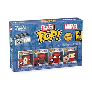 Echo Six Hobbies Funko Bitty Pop! Marvel Cwse Collection 4-pack box, featuring Spider-Man, Deadpool, Iron Man, and Peter Parker figures on a white background.