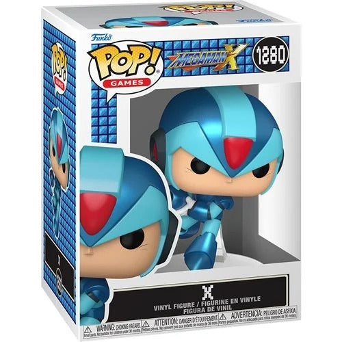 Echo Six Hobbies Funko Pop Mega Man X Three Funko Pop! vinyl figures of Mega Man and his alternate forms, shown on a plain white background.