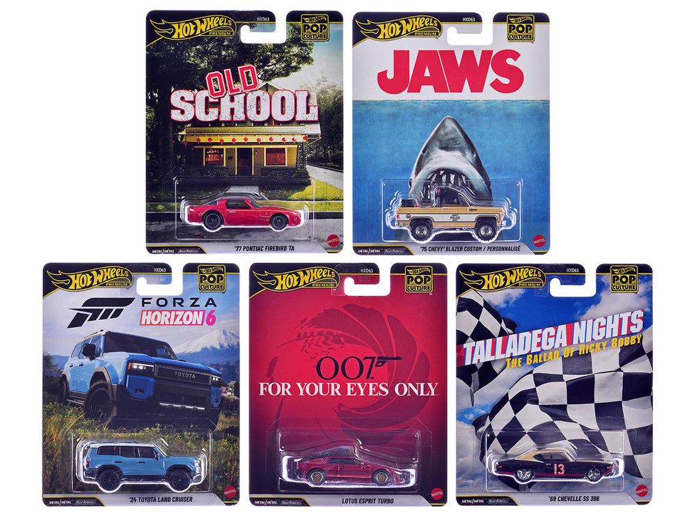 Echo Six Hobbies diecast car models of "Pop Culture 2026" 5 piece Set T "Premium Series" die cast model cars by Hot Wheels