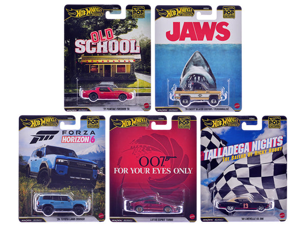 Echo Six Hobbies diecast car models of "Pop Culture 2026" 5 piece Set T "Premium Series" die cast model cars by Hot Wheels